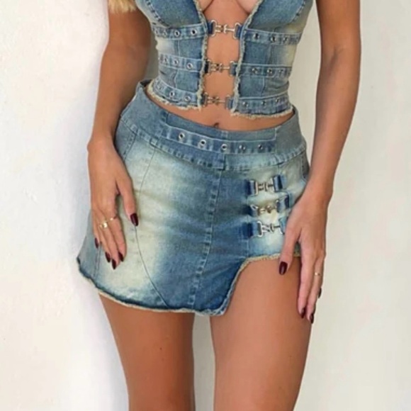 OUTCAST Samantha Mini Skirt - Denim - Picture 1 of 6
